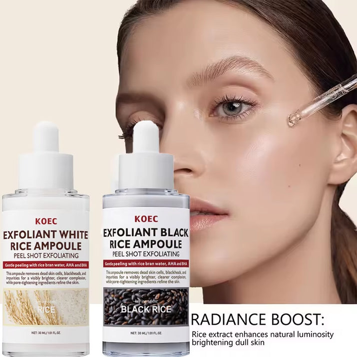 30Ml Korean White and Black Rice Exfoliating Hydrating Essence Brightening Remove Dead Skin Blackhead Soften Serum Skin Care